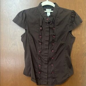 Brown Button-Up Women's Top